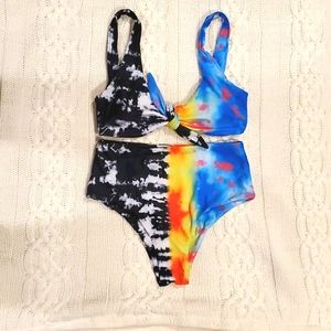 Tie Dye Knot Front Bikini